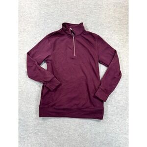 Unbranded Mens Maroon Terry Lined Quarter Zip Mock Neck Sweatshirt M